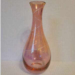 Vintage Saks Fifth Avenue Pink Crystal Swirl Vase 8"‎
